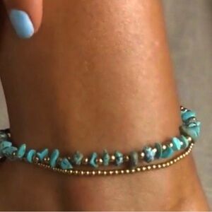 NEW Free People blue green Natural Stone Beaded Anklet